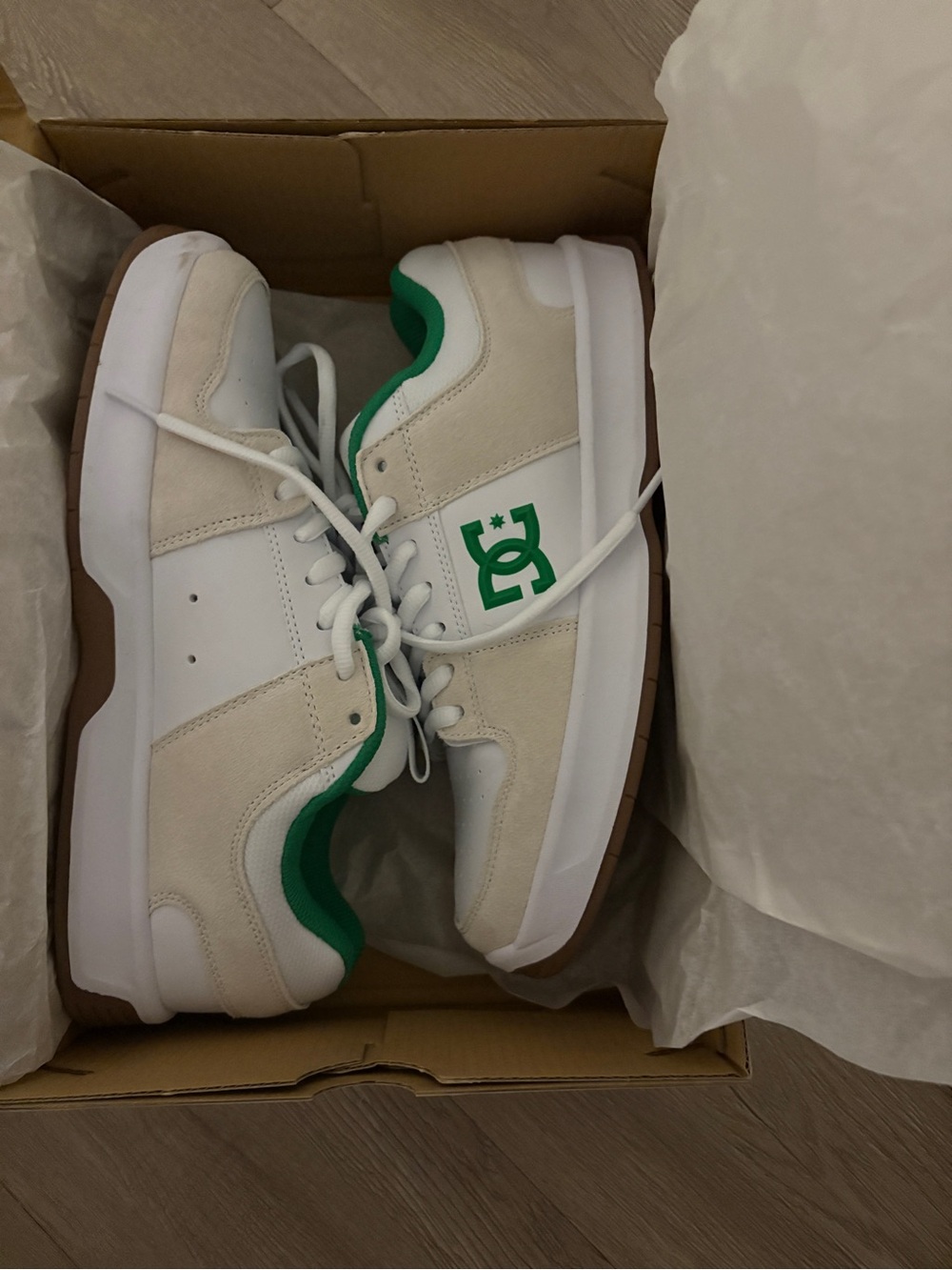 DC Men’s Skate Shoes White Green Tan